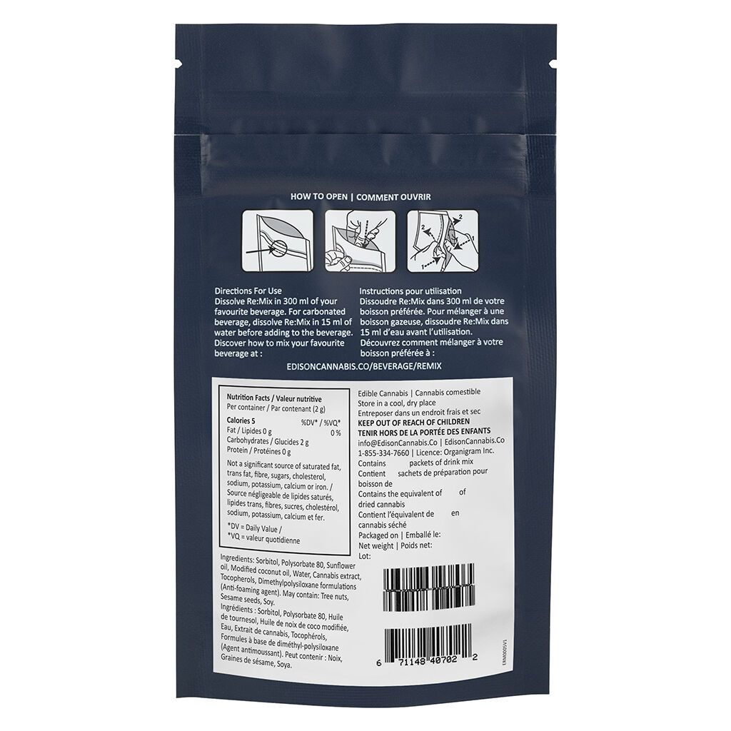 One Plant Barrhaven Menu Edison ReMix Fast Acting Dissolvable THC